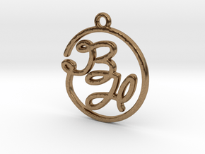 B & H Script Monogram Pendant in Natural Brass