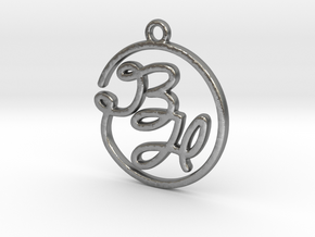 B & H Script Monogram Pendant in Natural Silver