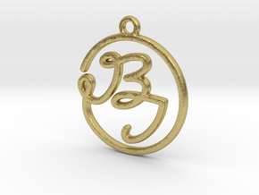 B & I Script Monogram Pendant in Natural Brass