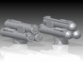 Mk32 torpedeo tubes kit, Power Opening x 2 - 1/96 in Tan Fine Detail Plastic