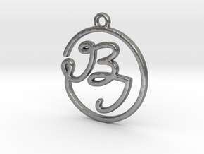 B & I Script Monogram Pendant in Natural Silver