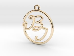B & I Script Monogram Pendant in 14k Gold Plated Brass