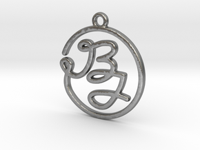 B & J Script Monogram Pendant in Natural Silver