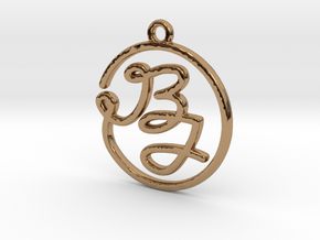 B & J Script Monogram Pendant in Polished Brass