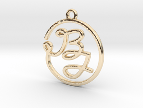 B & J Script Monogram Pendant in 14k Gold Plated Brass