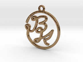 B & K Monogram Pendant in Natural Brass