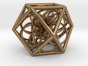 Flower Cube in Natural Brass