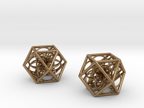 flower cube03 x2 p in Natural Brass