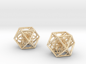 flower cube03 x2 p in 14K Yellow Gold