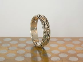 Cut Facets Ring Sz. 4 in Polished Silver