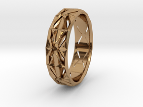 Cut Facets Ring Sz. 4.5 in Polished Brass