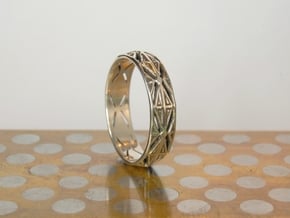 Cut Facets Ring Sz. 8 in Polished Silver