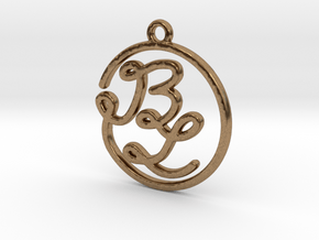 B & L Script Monogram Pendant in Natural Brass