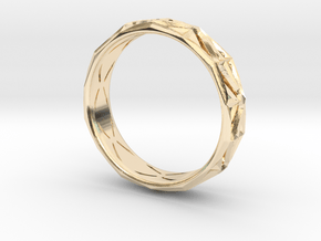 Cut Facets Ring Sz. 7.5 in 14k Gold Plated Brass
