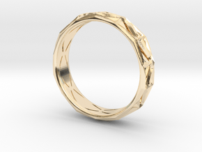 Cut Facets Ring Sz. 8.5 in 14k Gold Plated Brass
