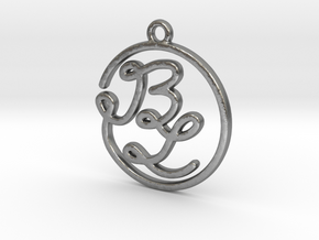 B & L Script Monogram Pendant in Natural Silver