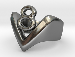 V8 Ring, Mens in Polished Silver