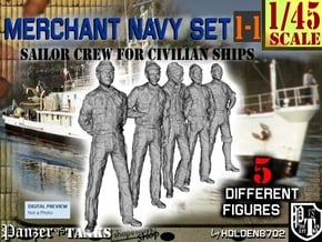 1-45 Merchant Navy Crew Set 1-1 in Tan Fine Detail Plastic