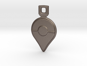 Pokemon GO - Logo Pendant/Necklace/Keychain in Polished Bronzed Silver Steel