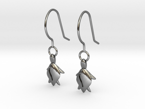 Turtle Heart Earrings in Polished Silver