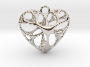 Heart Pendant_large in Rhodium Plated Brass
