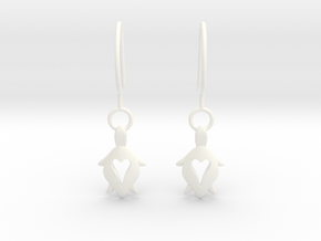Holy Turtle Heart Earrings in White Processed Versatile Plastic
