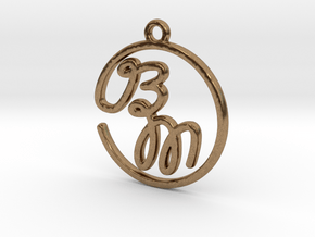 B & M Script Monogram Pendant in Natural Brass