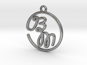 B & M Script Monogram Pendant in Natural Silver