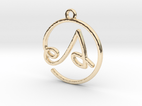 A Script Monogram Pendant in 14k Gold Plated Brass