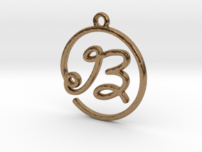 B Script Monogram Pendant in Natural Brass