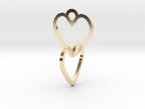 Connected heart of the ring in 14k Gold Plated Brass