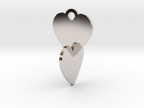 Heart to be connected in Rhodium Plated Brass