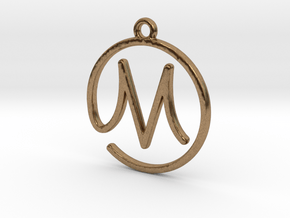 M Script Monogram Pendant in Natural Brass