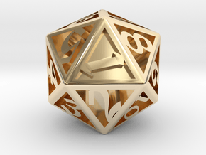 D20, Engraved  in 14k Gold Plated Brass