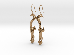 Squirrely Earrings in Polished Brass