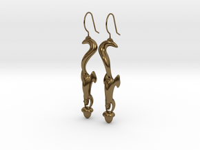 Squirrely Earrings in Polished Bronze