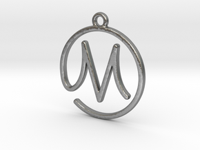 M Script Monogram Pendant in Natural Silver
