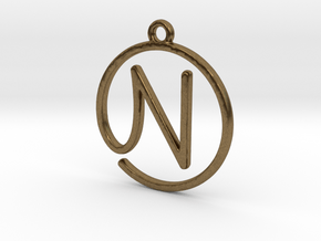 N Script Monogram Pendant in Natural Bronze
