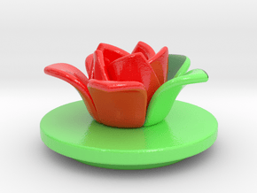 Cup3-lid-flower-3d in Glossy Full Color Sandstone
