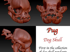 Pug Skull Earring Pair in Polished Bronzed Silver Steel: Medium