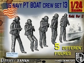 1/24 US Navy Sailor PT Boat Set 13 in White Natural Versatile Plastic