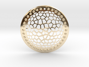 Voronoi Disk Earring ~ 33.5mm diameter in 14k Gold Plated Brass