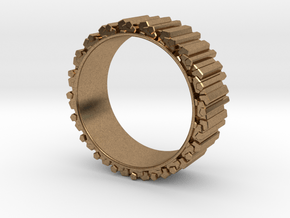 Crystal Ring - ring size ca 2 in Natural Brass