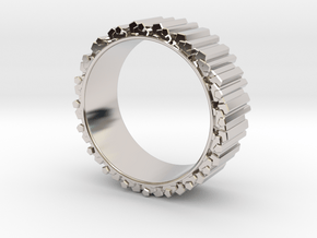 Crystal Ring - ring size ca 2 in Rhodium Plated Brass
