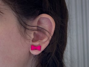 Itty Bitty Bow Studs in Pink Processed Versatile Plastic