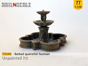Barbed quatrefoil fountain (TT 1:120) in Tan Fine Detail Plastic