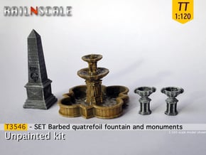 SET Quatrefoil fountain with monument (TT 1:120) in Tan Fine Detail Plastic