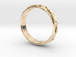 Cut Facets Ring Sz. 10 in 14k Gold Plated Brass