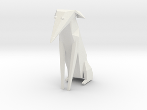 Folded Sculpture Dogs, Italian Greyhound in White Natural Versatile Plastic