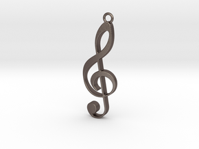 music note pendant/keyring in Polished Bronzed Silver Steel
